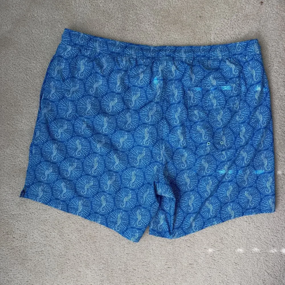 Vineyard Vines Men's Swim Trunks XXL Blue Seahorse Print Stretch Board Shorts